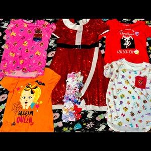 Multi Lot of Jo Jo Siwa. three tees, one long sleeve, jo jo siwa dress & bows co